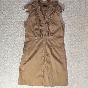 Apt. 9 Sleeveless Ruffle-Front Button Mini Dress in Tan